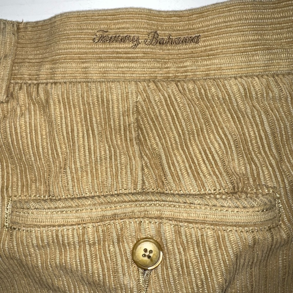 TOMMY BAHAMA PANTS CORDUROY FLAT FRONT SILK COTTON TAN SZ 38 x 27